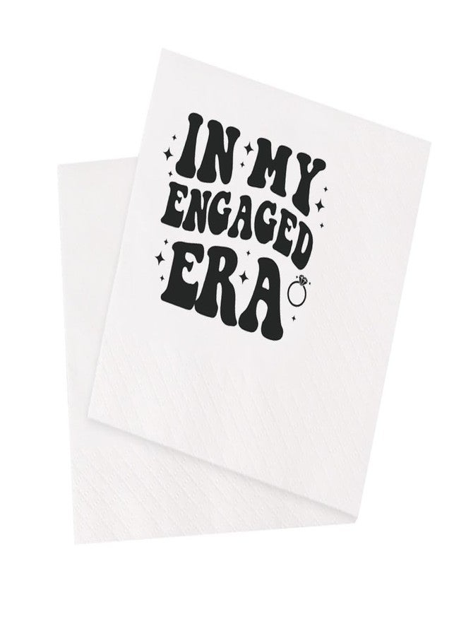VOWFOO Retro Vintage Groovy In My Engaged Era Cocktail Napkins Party Beverage Bar Disposable Paper Napkins for Wife Mom Her Girl Women 100Pcs 4.5 x 4.5 2-ply (In My Engaged Era) - Image 1